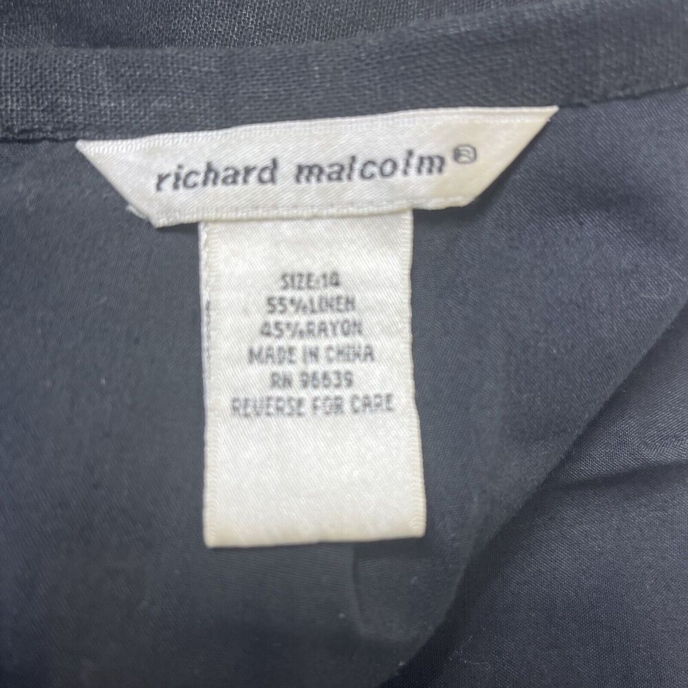 Richard Malcolm Embroidered Beaded Floral Skirt Linen Blend Black Size 14 - Picture 6 of 7